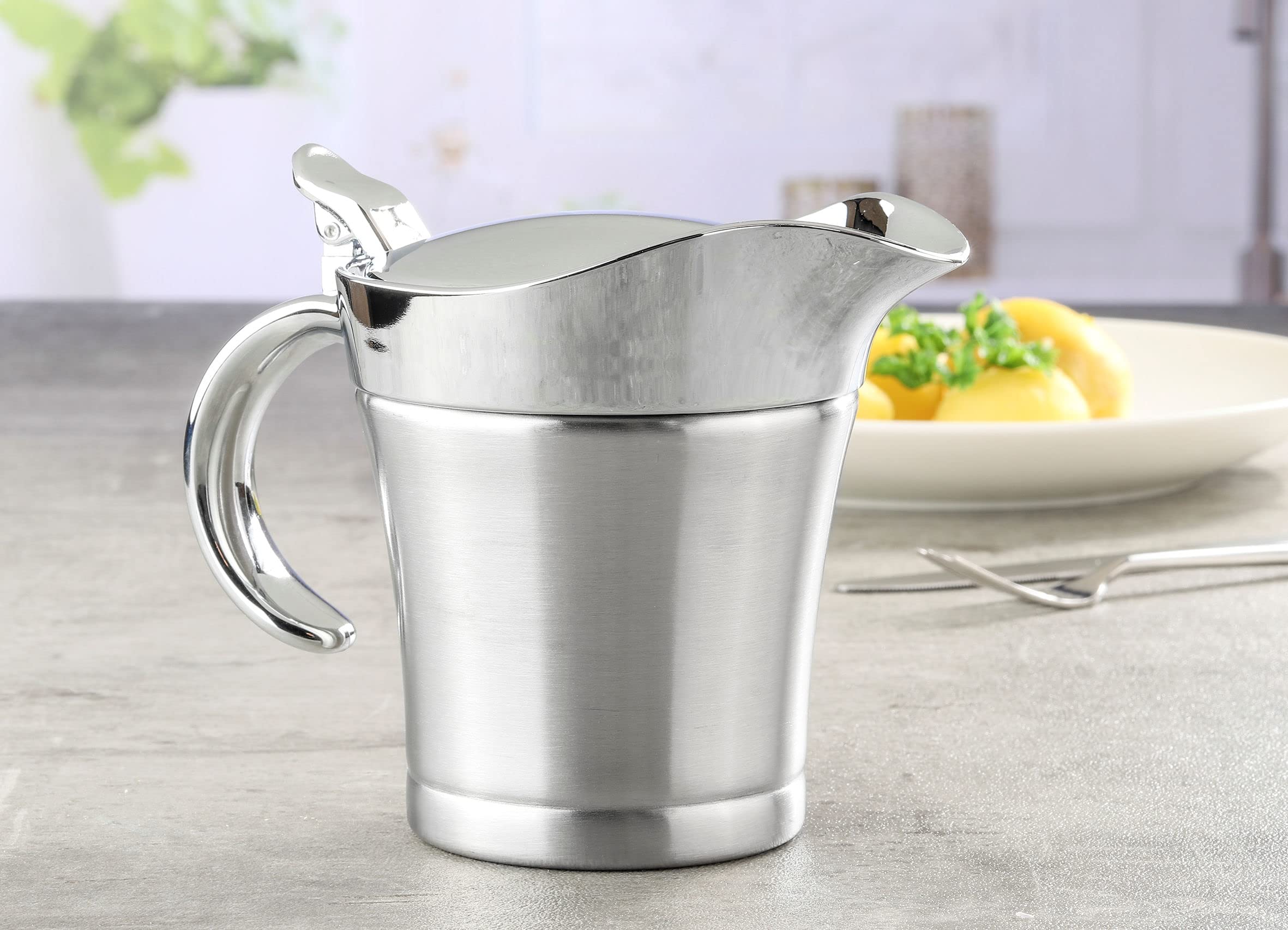 Salsiera Termica In Acciaio Inox Doppia Parete - Mantiene Calde E Fredde Le Salse, 400 Ml, Lavabile In Lavastoviglie
