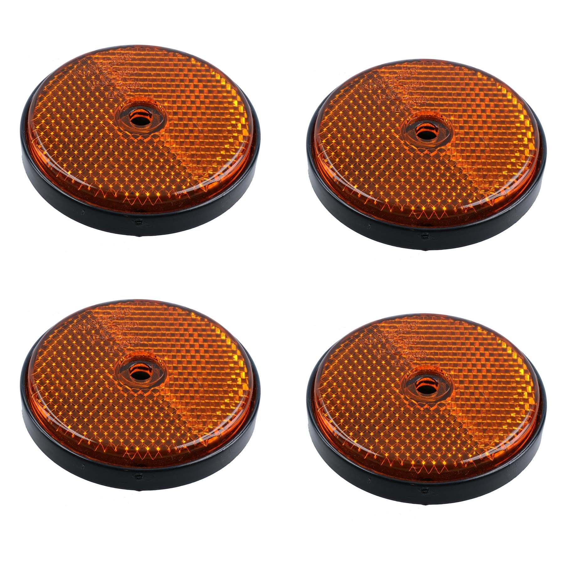 Ab Tools Orange/Amber 4 X Round Circular Reflectors For Driveway Gate Fence Post Trailers