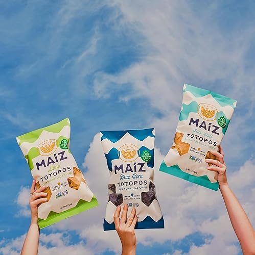 Miniatura 8 de Siete Maiz Totopos Chips de tortilla de maíz  Maíz azul  Sin gluten  Snacks veganos  Sin OMG y chips de maíz orgánico  Hecho con aceite de aguacate