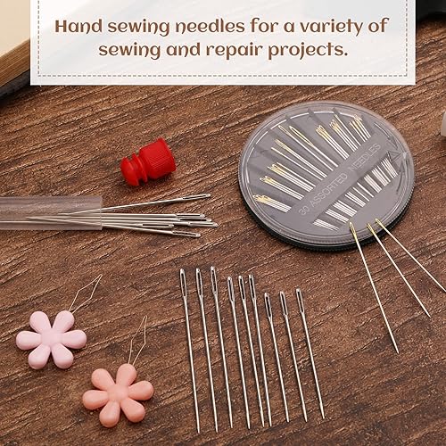 Miniatura 3 de Kit de 48 agujas de coser a mano, 9 tamaños surtidos agujas de coser grandes afiladas, agujas de bordar, agujas de coser acolchar, agujas de coser