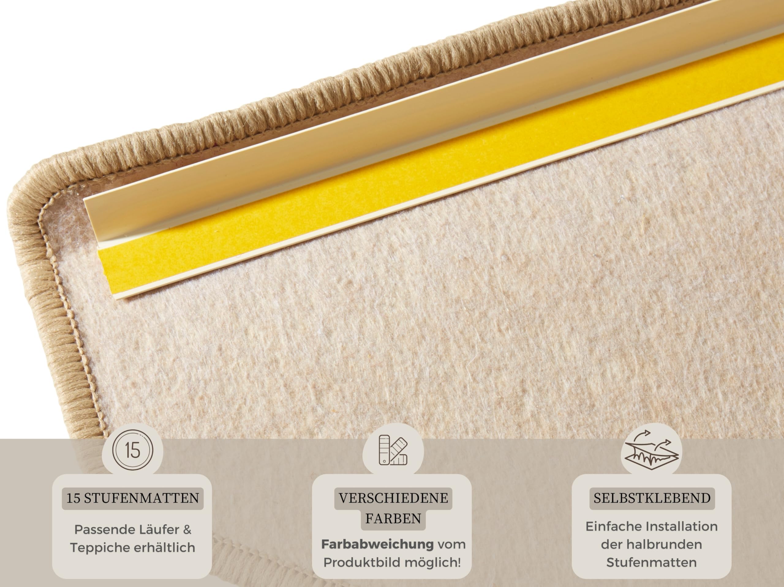 HANSE Home Tappetini Per Gradini Fancy - Set Da 15 Pezzi, 23x65x0,7 Cm, Viola, Adatti A Riscaldamento - 2