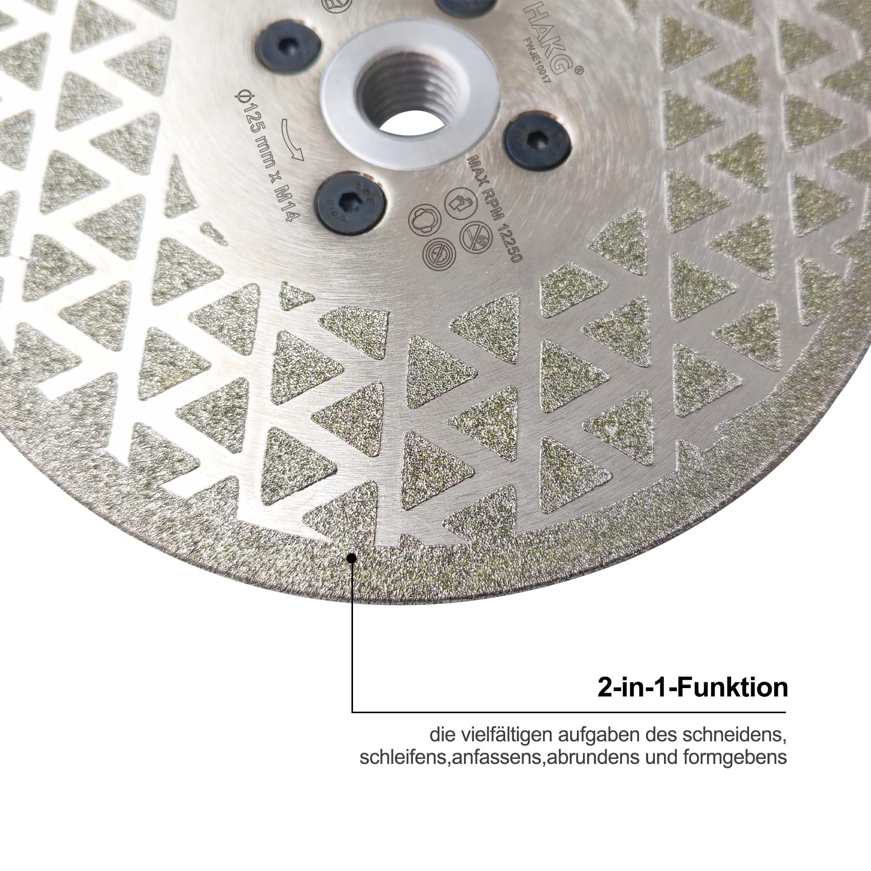 Disque à tronçonner diamanté, 125 mm, galvanisé, pour couper et poncer, granit, marbre, carrelage, pierres naturelles, filetage M14