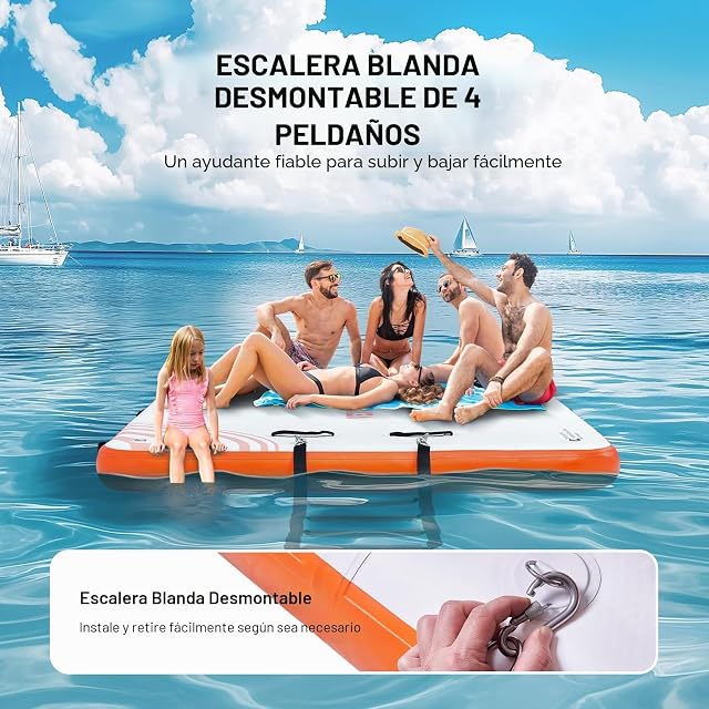 Foto 6 de 8 de VEVOR Muelle Flotante Hinchable 2,43 x 1,52 m Plataforma de Muelle Inflable Alfombrilla Flotante…