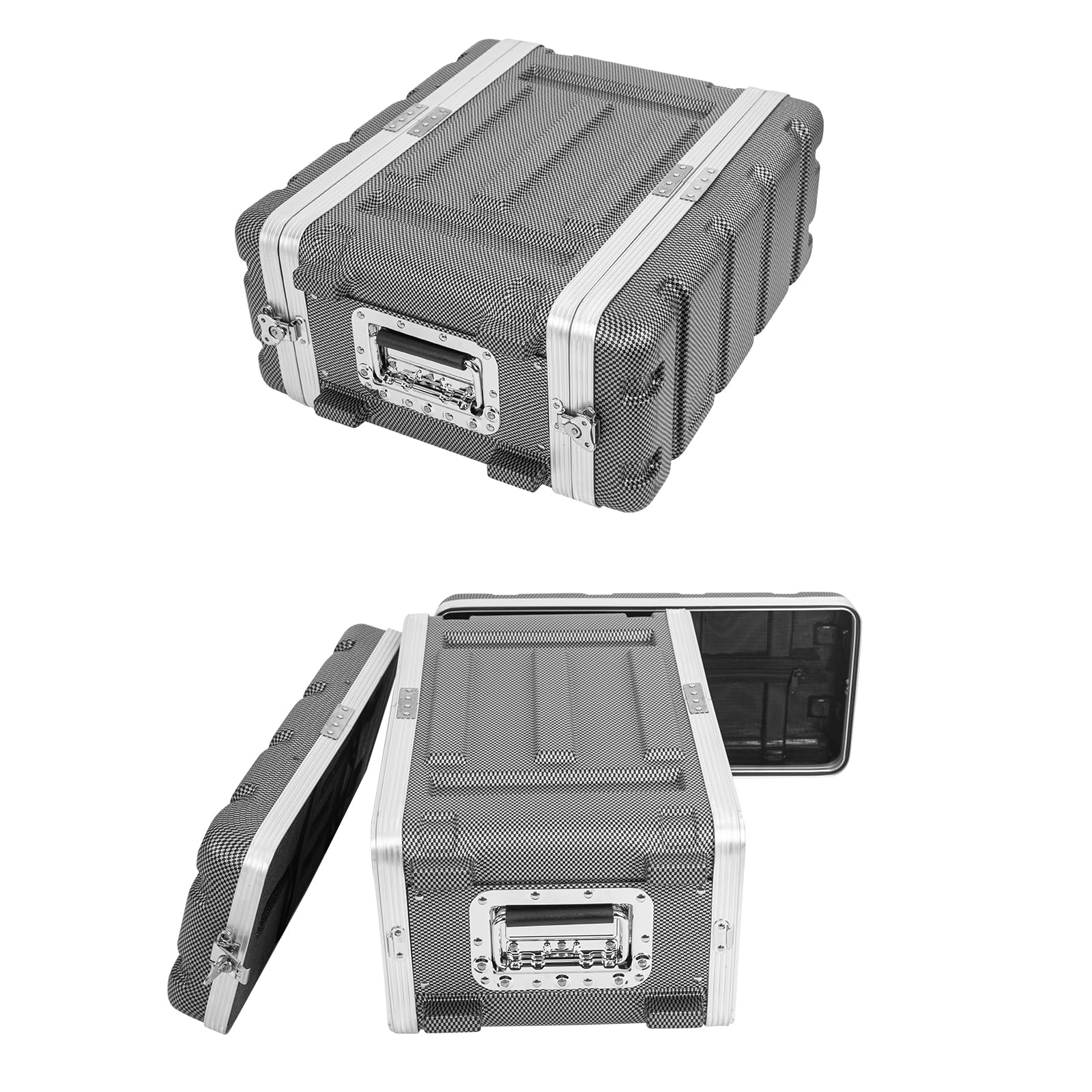 4U ABS Rack Case Shallow 12" Depth, 19" Rackmount Flight Road Travel Case, Waterproof Protective Hard Case with Customized Foam, Wireless Mic System Storage/Amp/Effect/DJ Mixer
