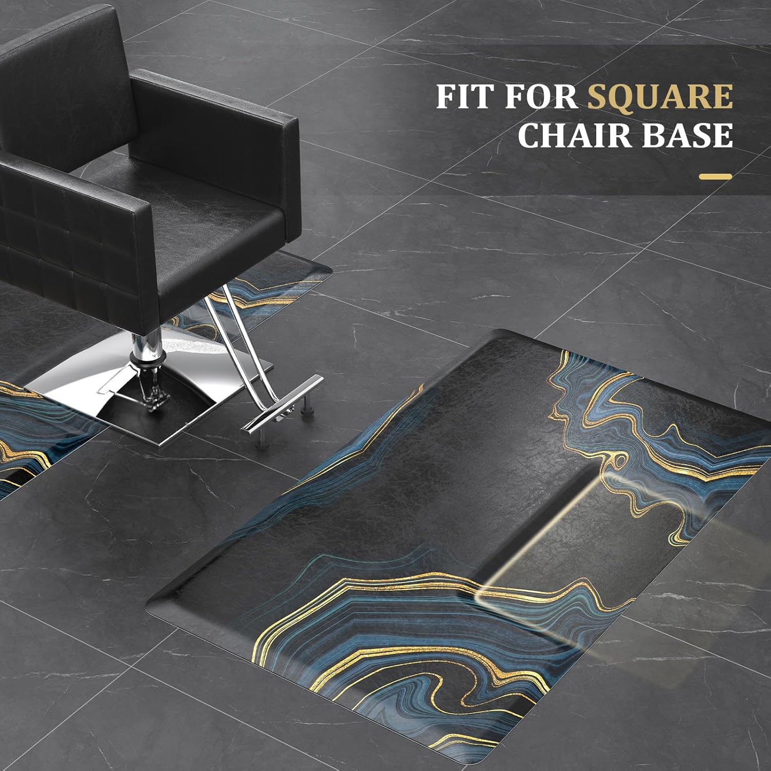 omysalon 3’x5’x3/4'' thick salon mats for hair stylist anti fatigue, barber floor mat with square base, salon chair mat hairdresser standing, anti-slip easy cleaning 3'x5'x3/4''