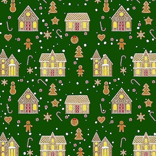 Miniatura 3 de Bolsome 12 hojas plegadas de papel de regalo para casa de jengibre, papel de regalo con diseño de puntos de nieve para Navidad, jengibre, hombre de