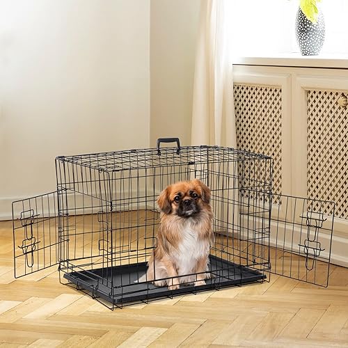 Miniatura 3 de Epetlover Jaula de alambre plegable de metal con bandeja para perros pequeños, medianos y grandes, de 303642 pulgadas, para uso en viajes en