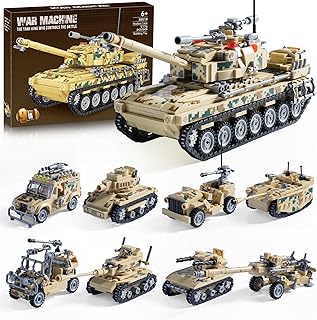 1176-Piece Military Tank Building Blocks Set Compatible with Lego, Create A Large Army Tank or 8 Sets of Military Models, Great Army Toys Gifts for Boys Kids Age 6+ Year Old