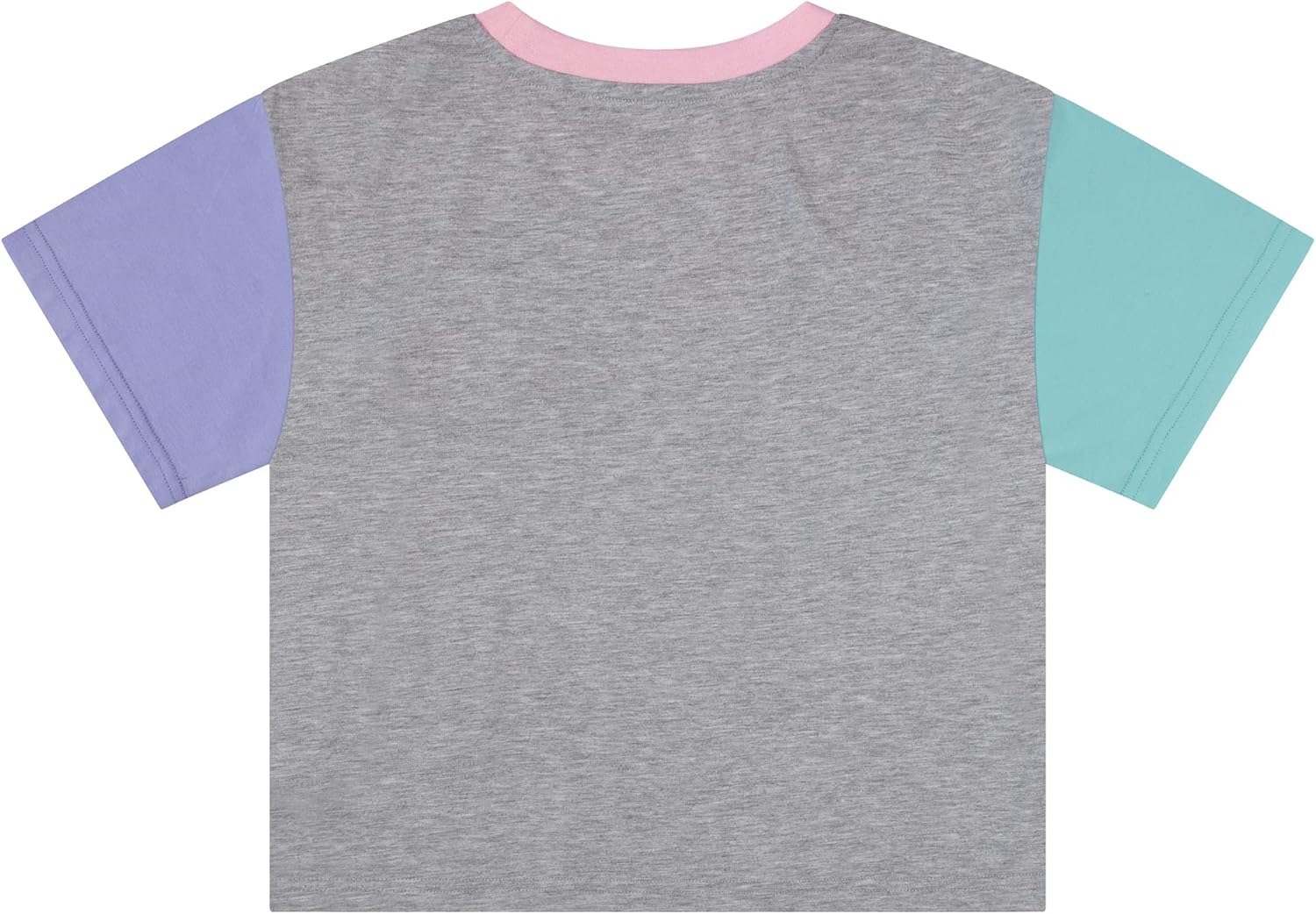 Champion Kids Clothes Girls Original Boxy Script Tee (Large, Oxford Heather Colorblock Sunburst)