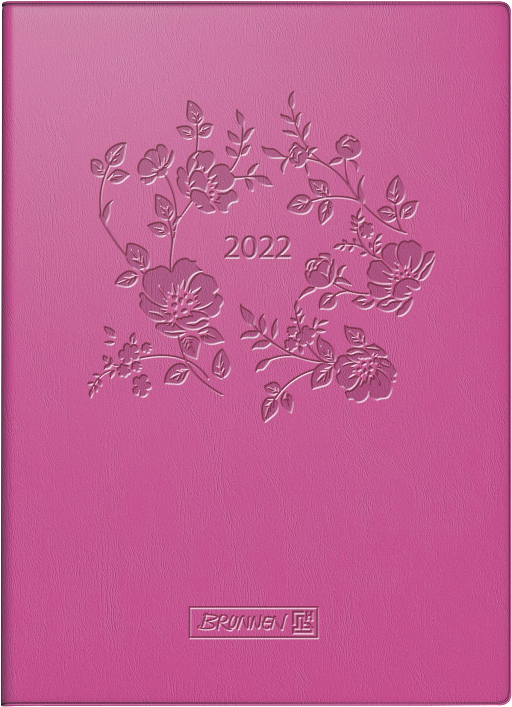 BRUNNEN 1073668022 Pocket Diary Model 736 Kompagon, 1 Page = 1 Day 10 x 14 cm, Faux Leather Cover Pink, Calendar 2022