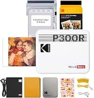 Impressora fotográfica portátil KODAK Mini 3 Retro 4PASS (7,6 x 7,6 cm), inicial 8 folhas + 60 folhas + pacote de presente, branca