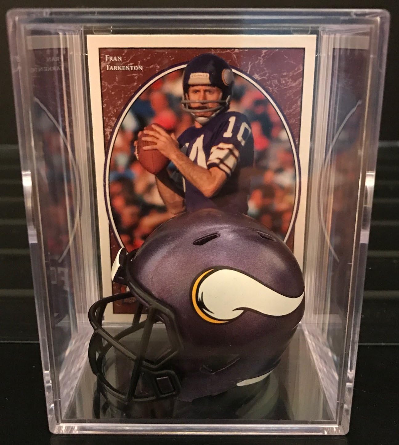 Minnesota Vikings NFL Draft Helmet Shadowbox w/Fran Tarkenton card
