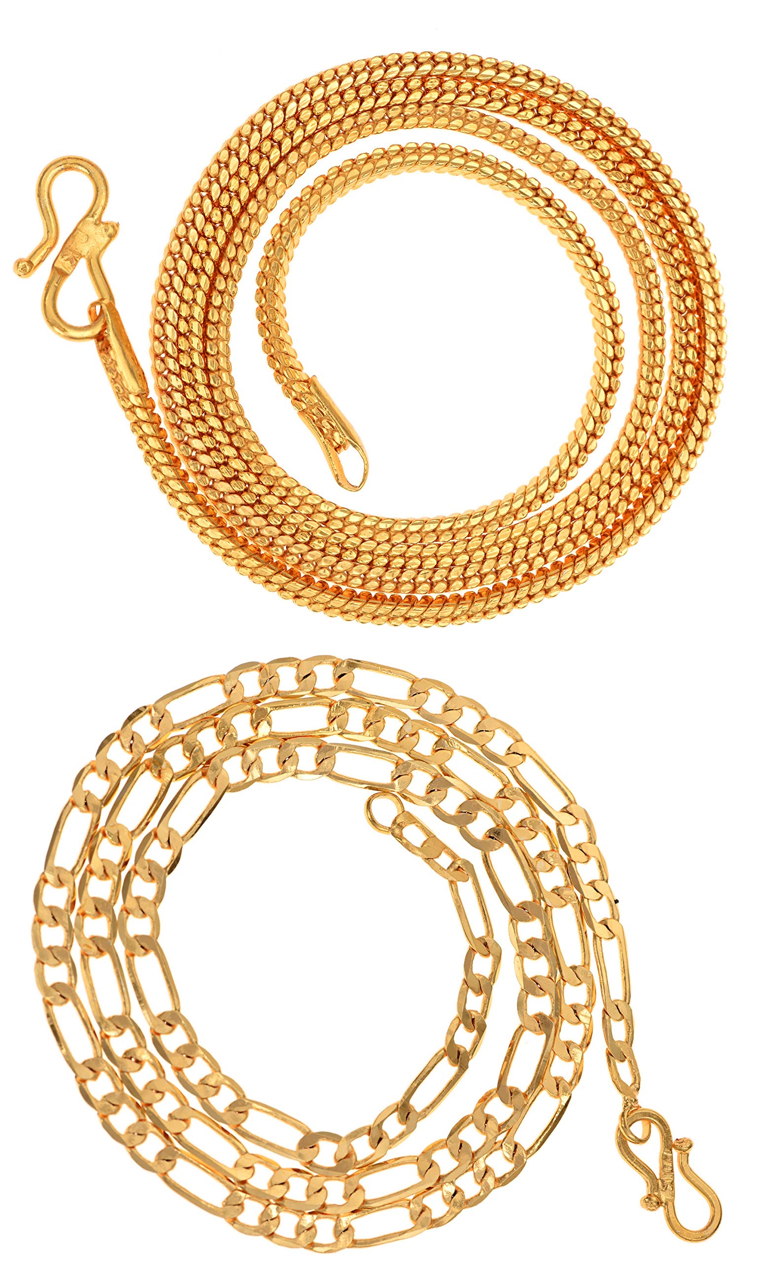 AanyaCentric Pack of 2, 1 Gram Gold Jewellery Chains For Men Boys Accessories Women Antique Fashion Jewelry Girls Necklace (B088C1FQFG) Amazon Price History, Amazon Price Tracker