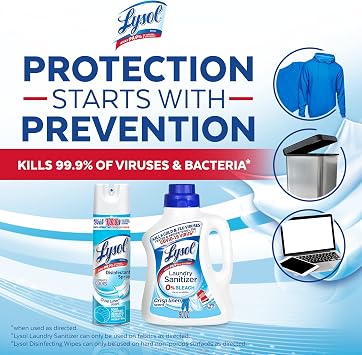 Lysol Laundry Sanitizer & Disinfectant Spray, Antibacterial Fabric Sanitizer, Crisp Linen, 90oz + 19 Fl Oz. (Pack of 2)