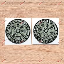 Helm of Awe Vegvisir Viking Compass Rune Vinyl Decal Sticker - 2 Pack Glossy, 3 Inches - Grunge Distressed Vintage for Car Boat Laptop