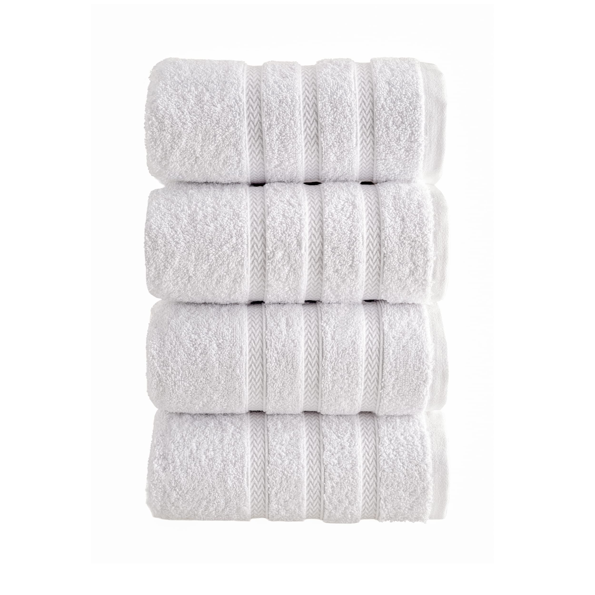 HALLEY Turkish 4 Pack Premium Hand Towels (4 Pieces) 650 GSM Highly Absorbent Super Soft 100% Cotton - 4 Hand Towels (White)