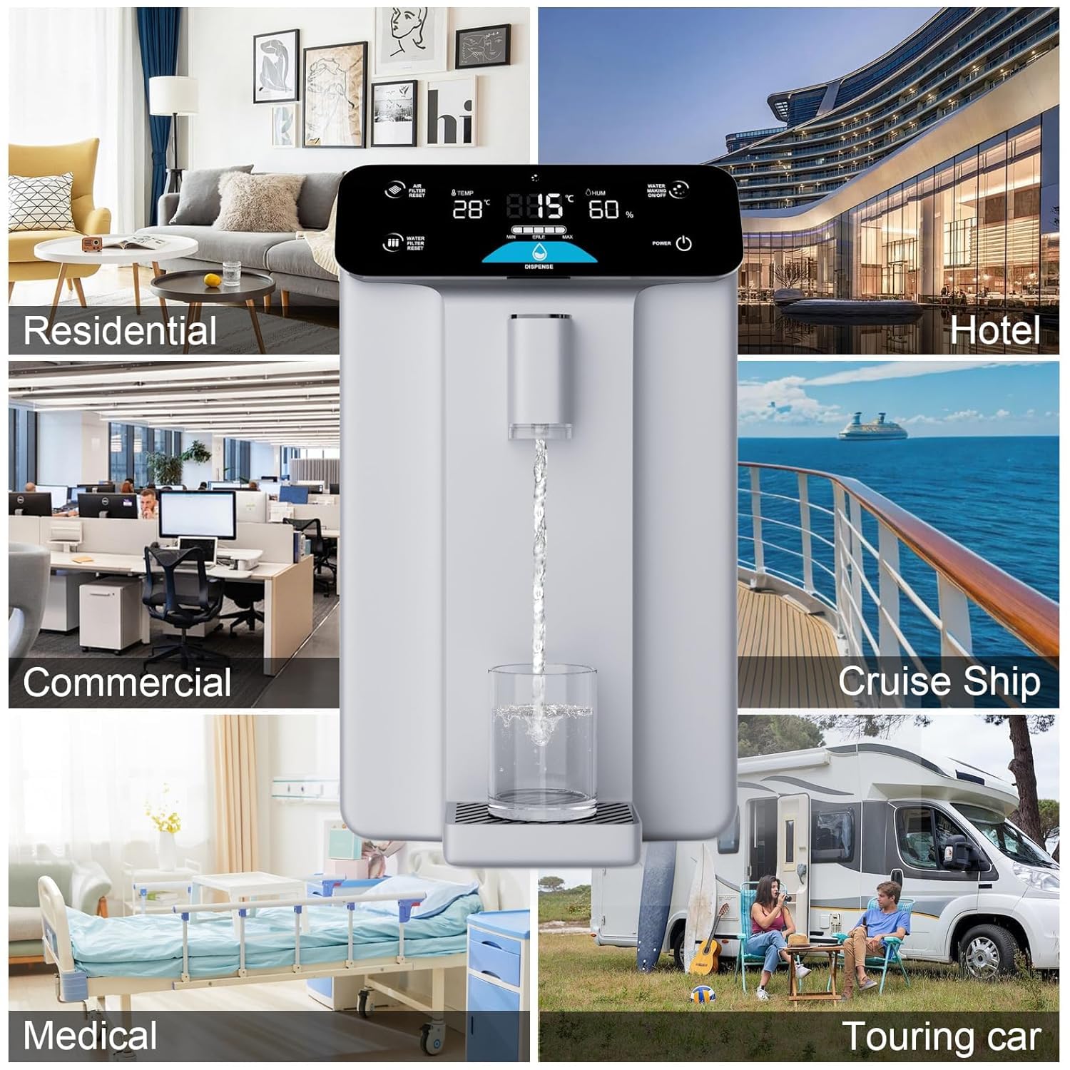 Generador de agua atmosférica mejorado 2025, purificación de 4 etapas, 10 l, filtro de agua de encimera con UV, sistema de agua potable para oficina.