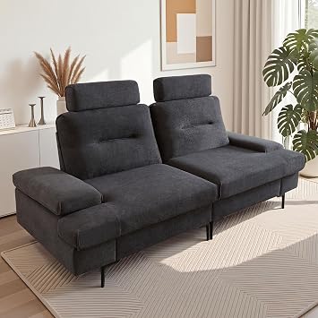 LUXOAK 220cm 3 Seater Sofa, Adjustable Seat Depth 53/84cm, Terry Fabric