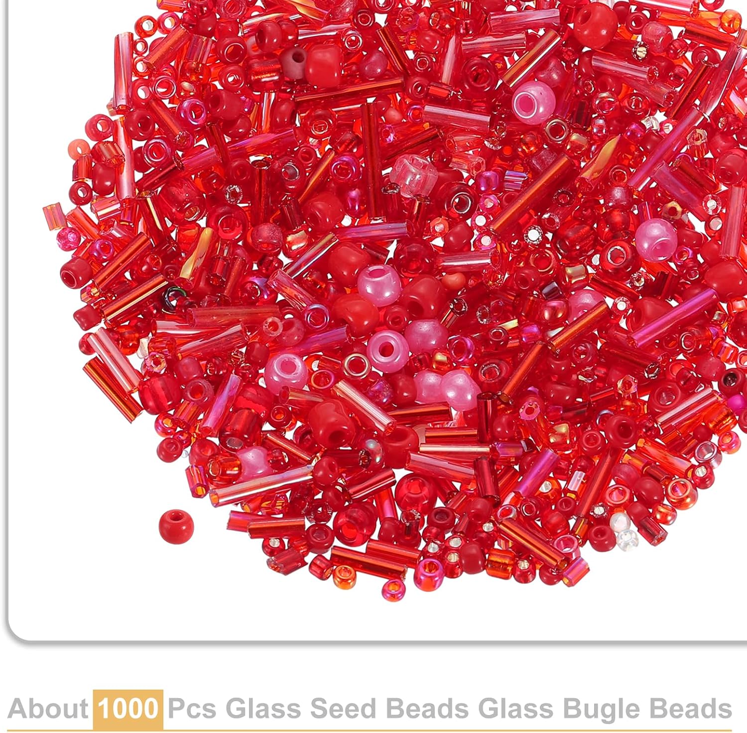 uxcell 1000 Pcs Mixed Glass Seed Beads, 1-4mm Mini Loose Glass Bugle Beads for DIY Earrings, Necklaces, Bracelets, Jewelry Making, Red - Image 3
