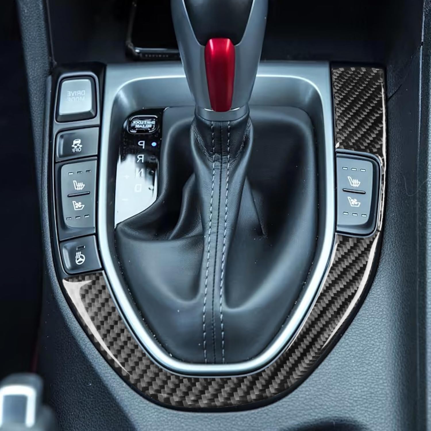 Carbon Fiber Frame Cover Trim Sticker Accessories Decoration Compatible with Hyundai Veloster 2018-2024 (Classic, Gear Shift Frame 14)