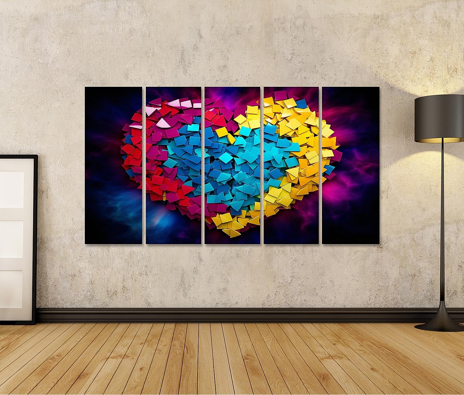 islandburner cuadro sobre lienzo colorido arco iris rompecabezas corazón autismo conciencia día imágenes murales póster