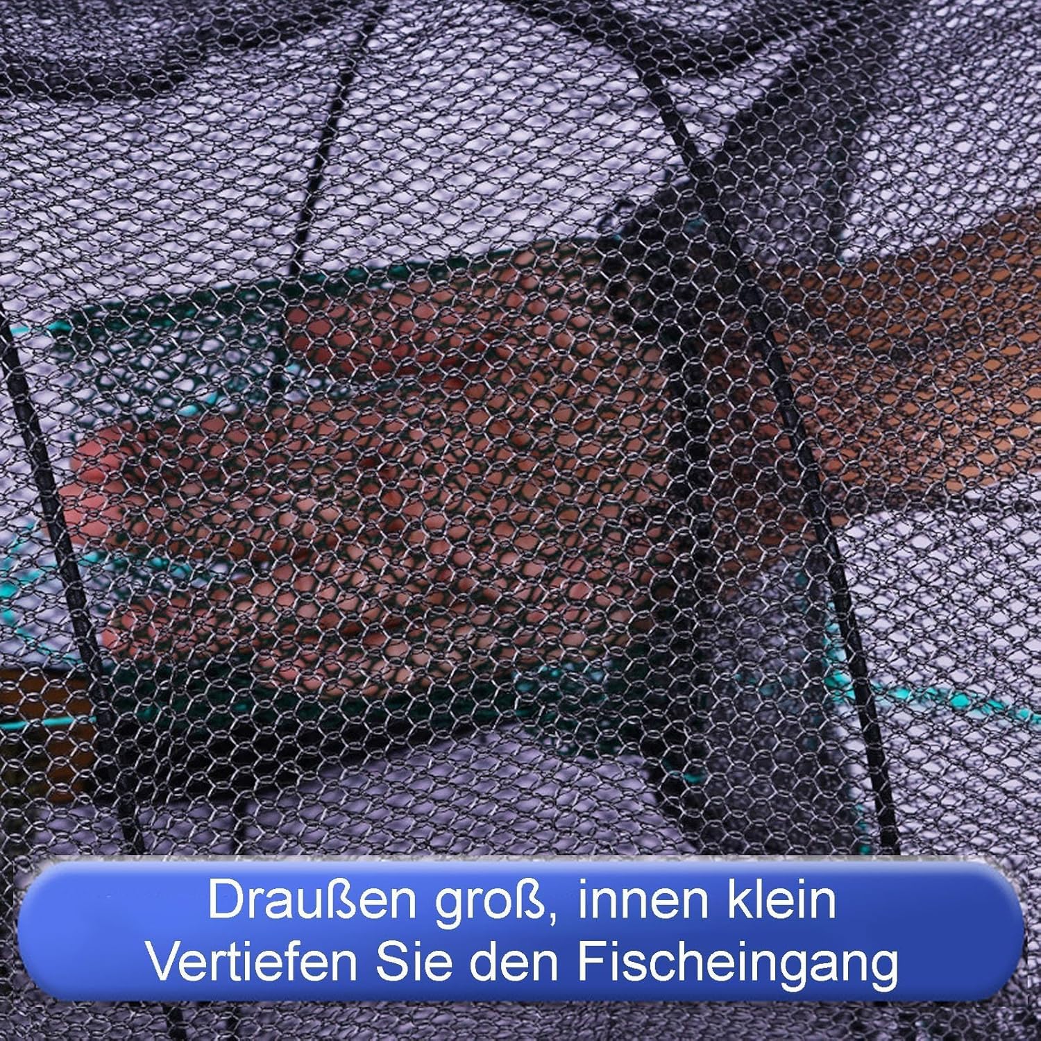 2 Stück krebsreuse faltbar fischreuse Krebsreuse Trap Keepnet Angelkescherreusen für fischfang Aalreuse mit Futtertasche und Öffnung zur Fischentnahme Köderfischreuse für Fisch, Garnelen, Krabbe, Aalr