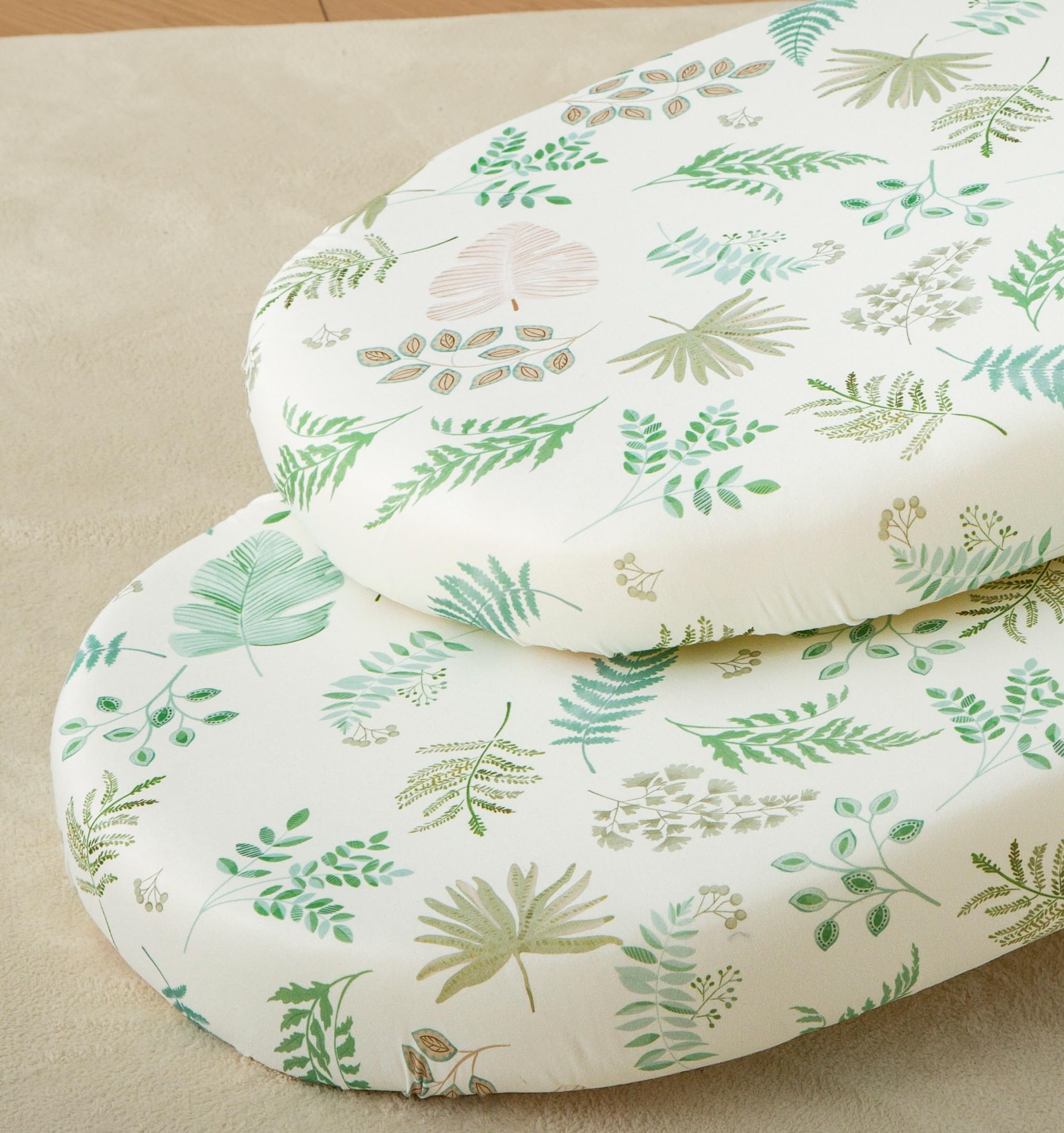 SDY Jersey Bassinet Sheets for Baby Boys and Girls,32 "x 16 "x 4", 2 Pack, Green Standard Oval/Retangle Bassinet Mattress Sheets for Toddler,Super Soft Breathable