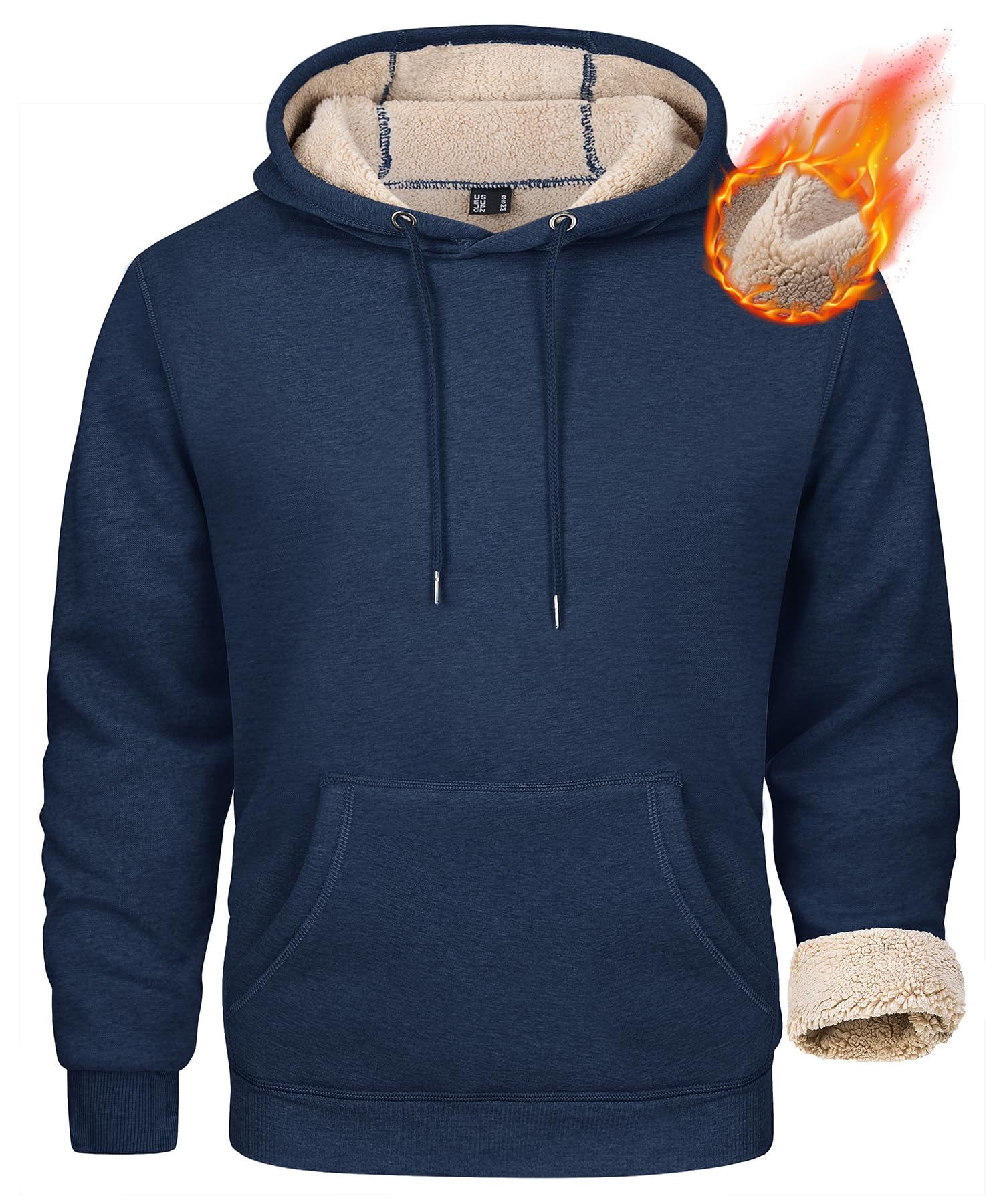 Men's Heavy Hoodie Sherpa Fleece Lined Pullover Thick Winter Hooded Sweatshirt