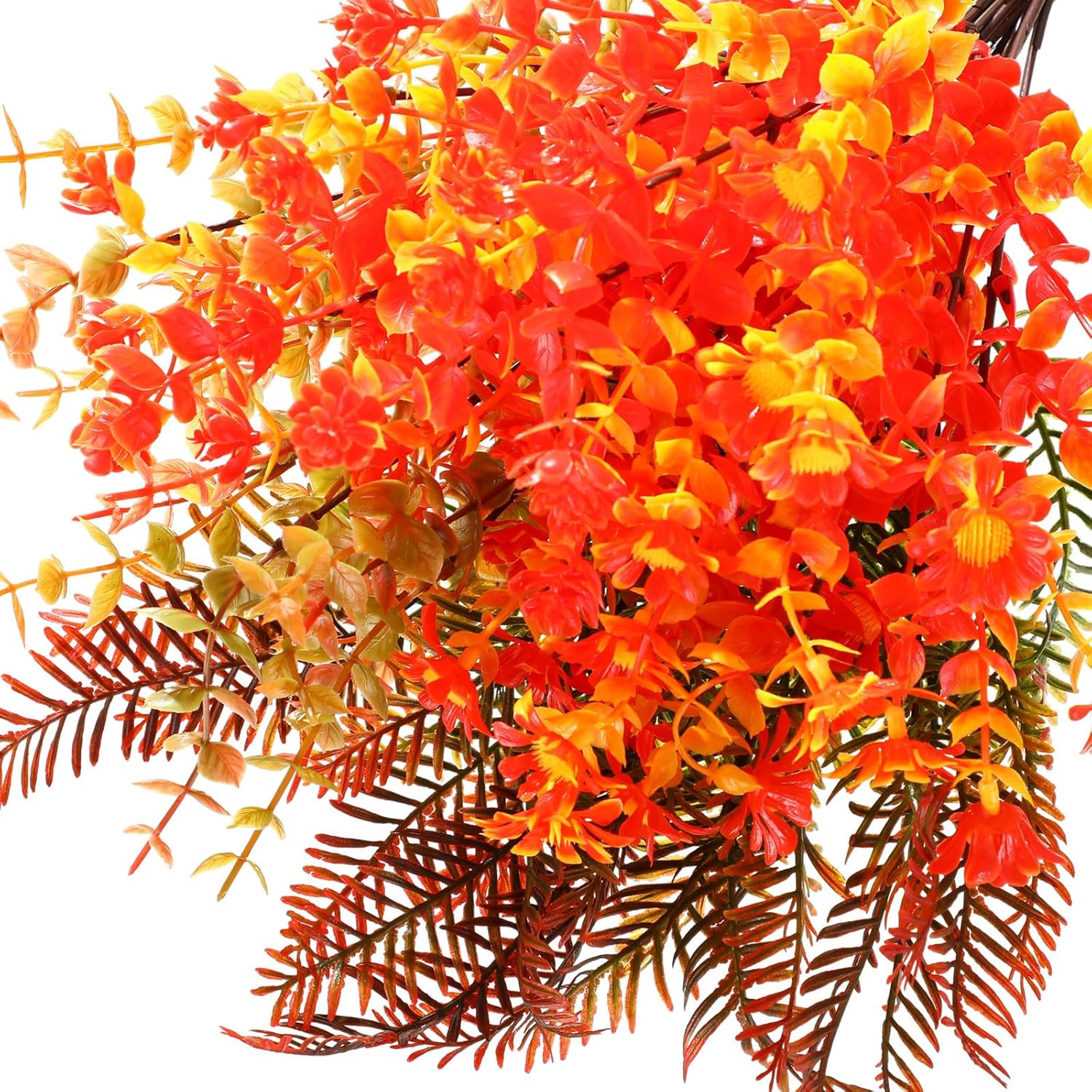 Geosar 24 Bundles Fall Artificial Flowers Artificial Outdoor Flowers UV Resistant Yellow Orange Flowers Faux Flowers Decorations Fake Plants for Autumn Home Porch Wedding Garden Decor