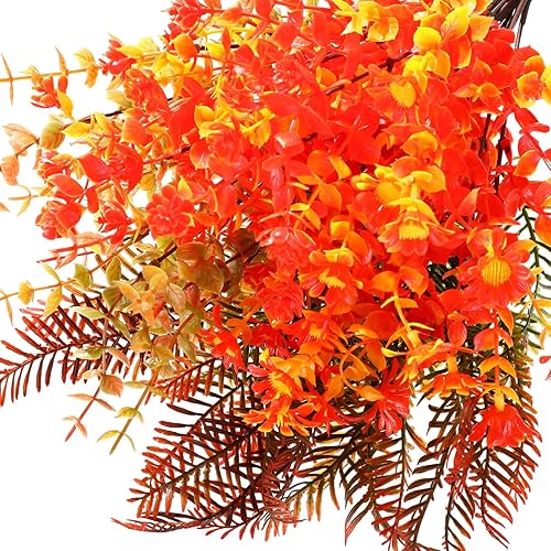 Miniatura 5 de Geosar 24 paquetes de flores artificiales de otoño para exteriores, resistentes a los rayos UV, flores amarillas y naranjas, flores falsas para