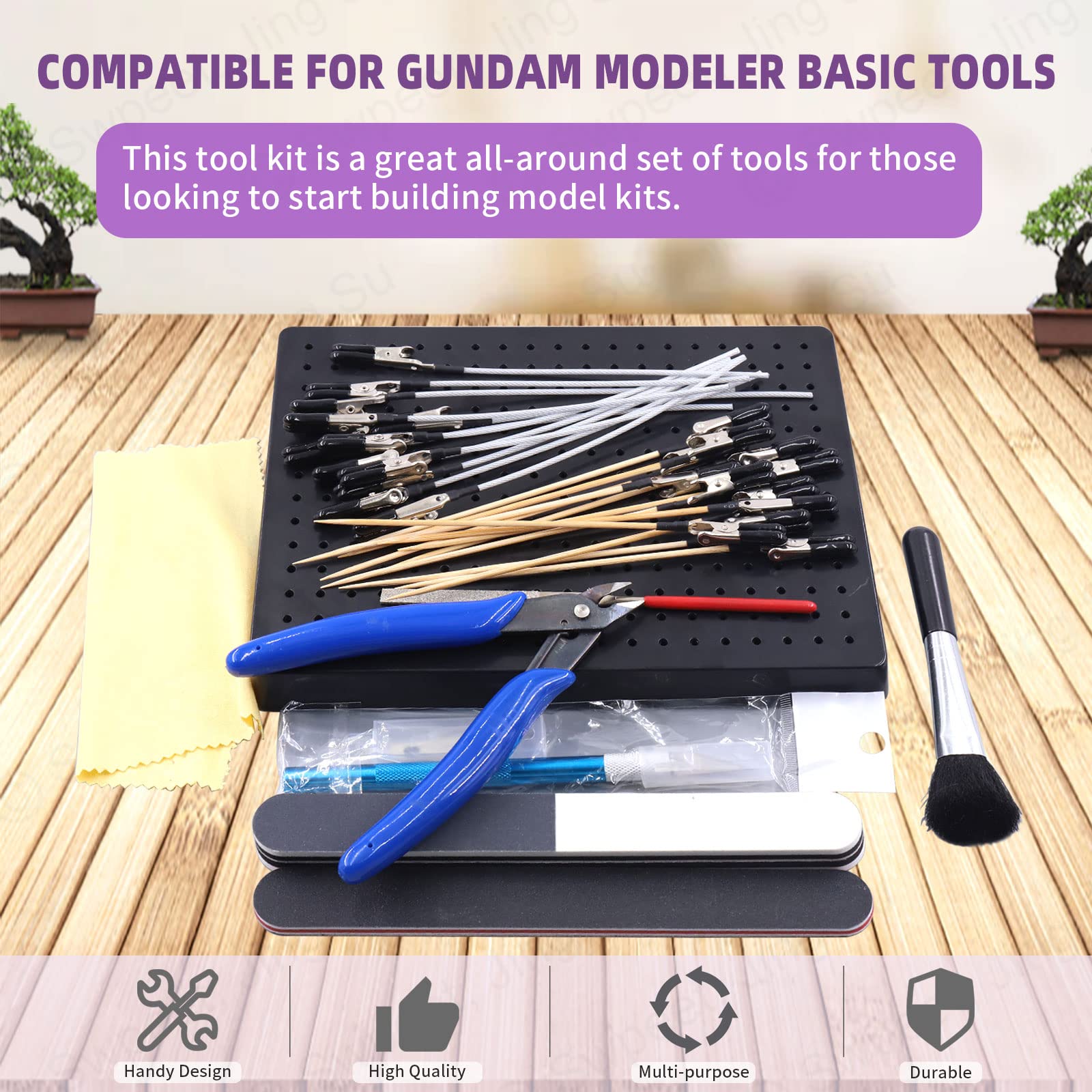 Swpeet Strumenti di modellazione per supporto base per verniciatura a spruzzo aerografo 37Pcs Professional Painting Stand Base Holder y Gundam Modeler Herramientas básicas con Alligator Clip Sticks
