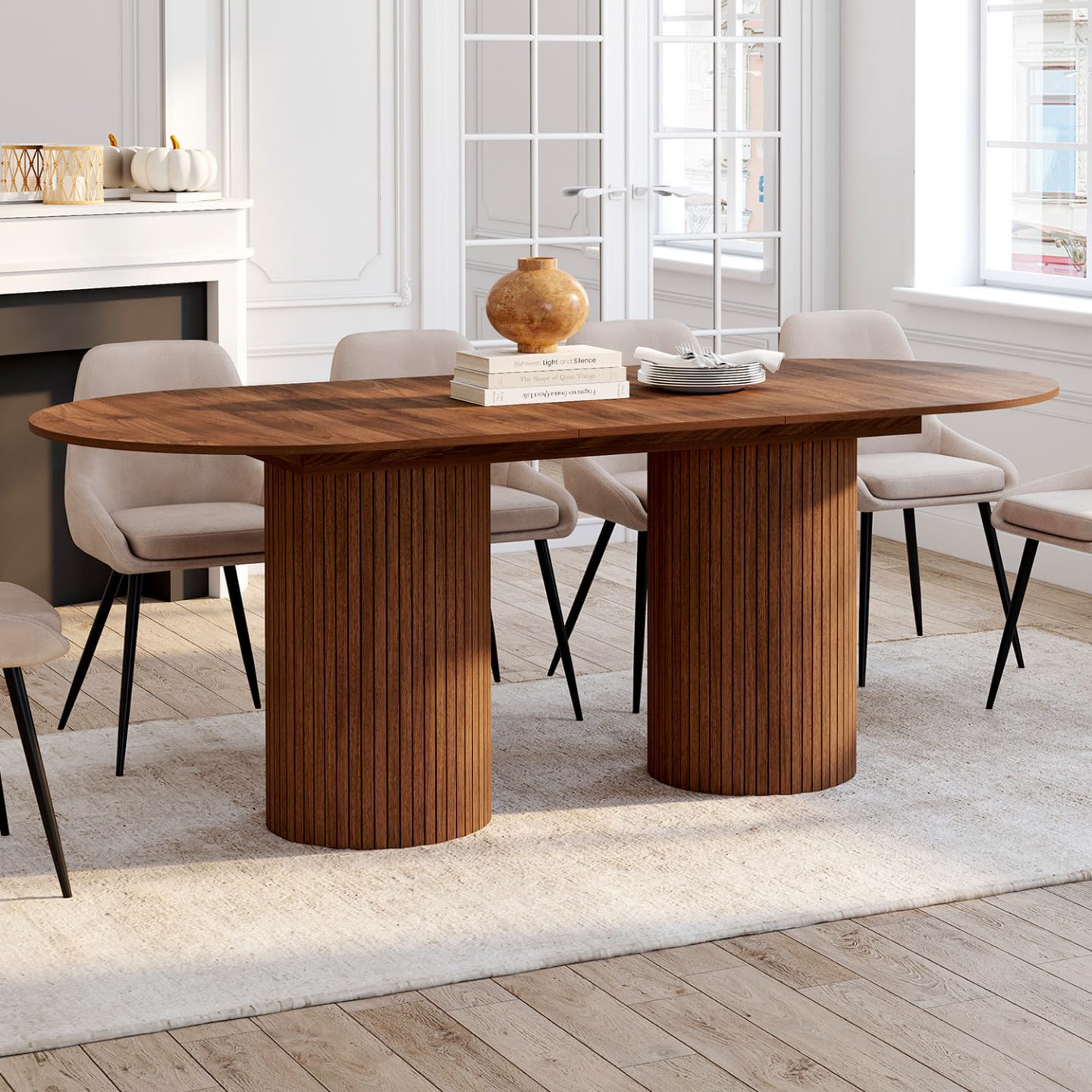 IDMarket - Table à Manger Extensible Ovale Juliette 160-200 cm