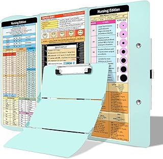 Nursing Clipboard Foldable Clipboard Medical: Nursing Edition Cheat Sheets Aluminum 3 Layers Foldable Clipboard Nursing Pocket Size Profile Clip Nurse Clipboard Notepad for Nurses Students and Doctors