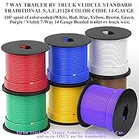 Vista 5 de Arnés de cableado de remolque de 7 vías, calibre 14, carretes de alambre primario SAE tradicional de bajo voltaje CCA para cableado de remolque