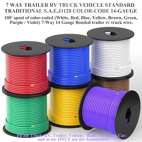 Miniatura 5 de GOGOONE 14 rollos de calibre 14, 7 rollos de 100 pies, 7 colores, carretes de alambre primario automotriz de aluminio revestido de cobre de bajo