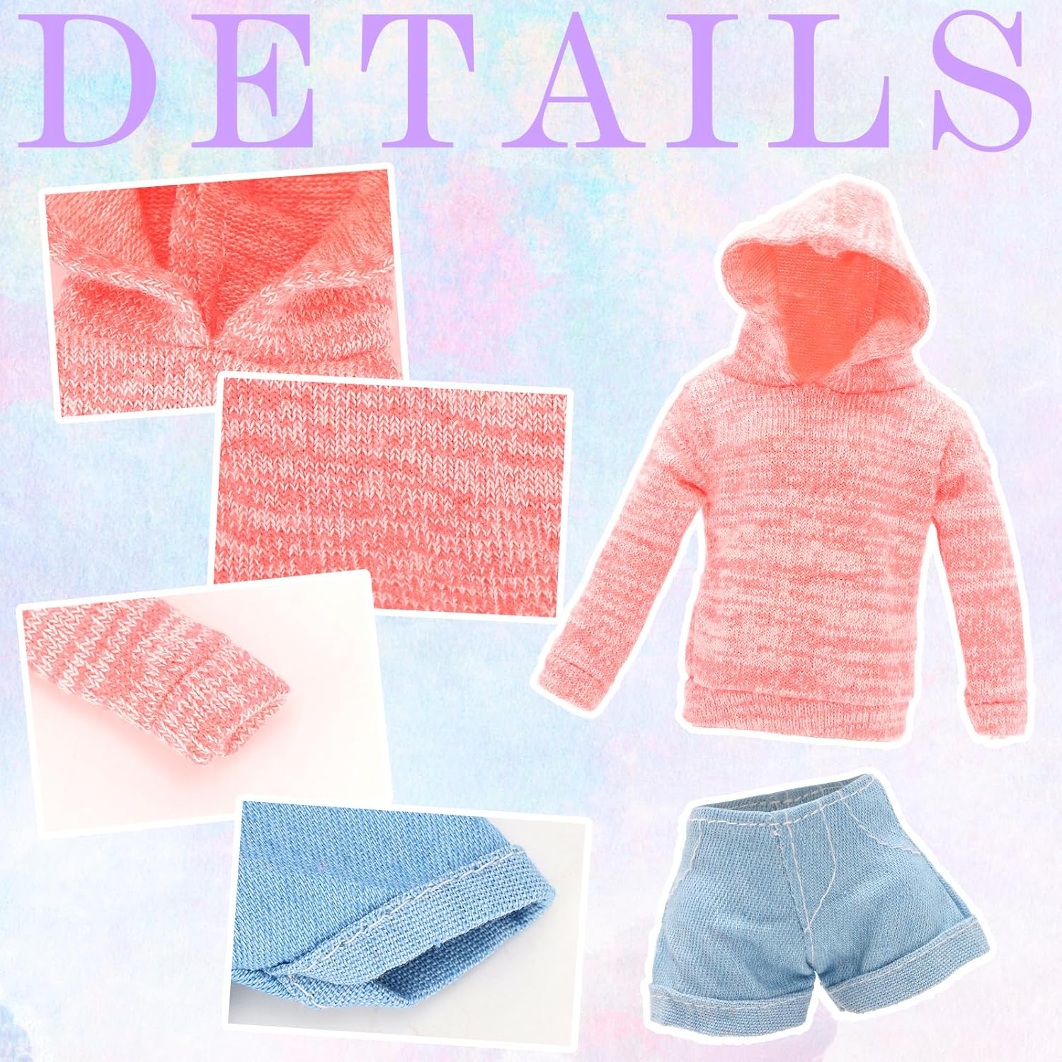 15 Pcs Doll Clothes and Accessories for 11.5 Inch Dolls Includes 5 Stylish Doll Outfit, Sport Sweet Set, Dress, Hoodie Fashion Casual Clothing Glasses Stockings Waist Bag Hat High Heels and Flat Shoes