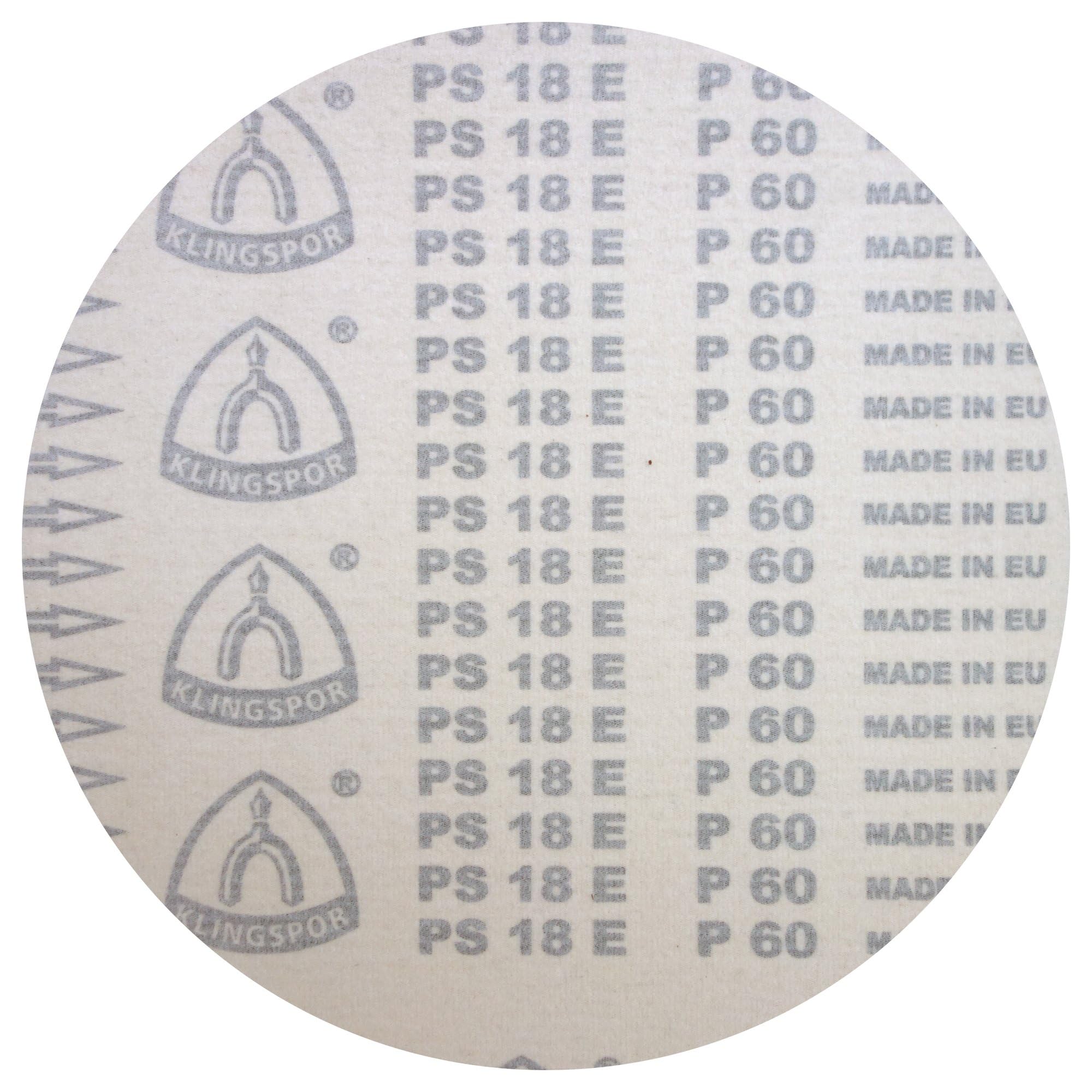 PS18EK Schleifscheiben Set Ø 300 mm ungelocht Korn 40-240 Klett 16 Stück + 1x Klingspor Klettauflage CS396Y