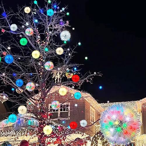 Miniatura 2 de Bola de luces de Navidad de 7 pulgadas que cambian de color, luces colgantes para exteriores, 100 luces LED de regalo, luz RGB regulable, luz de