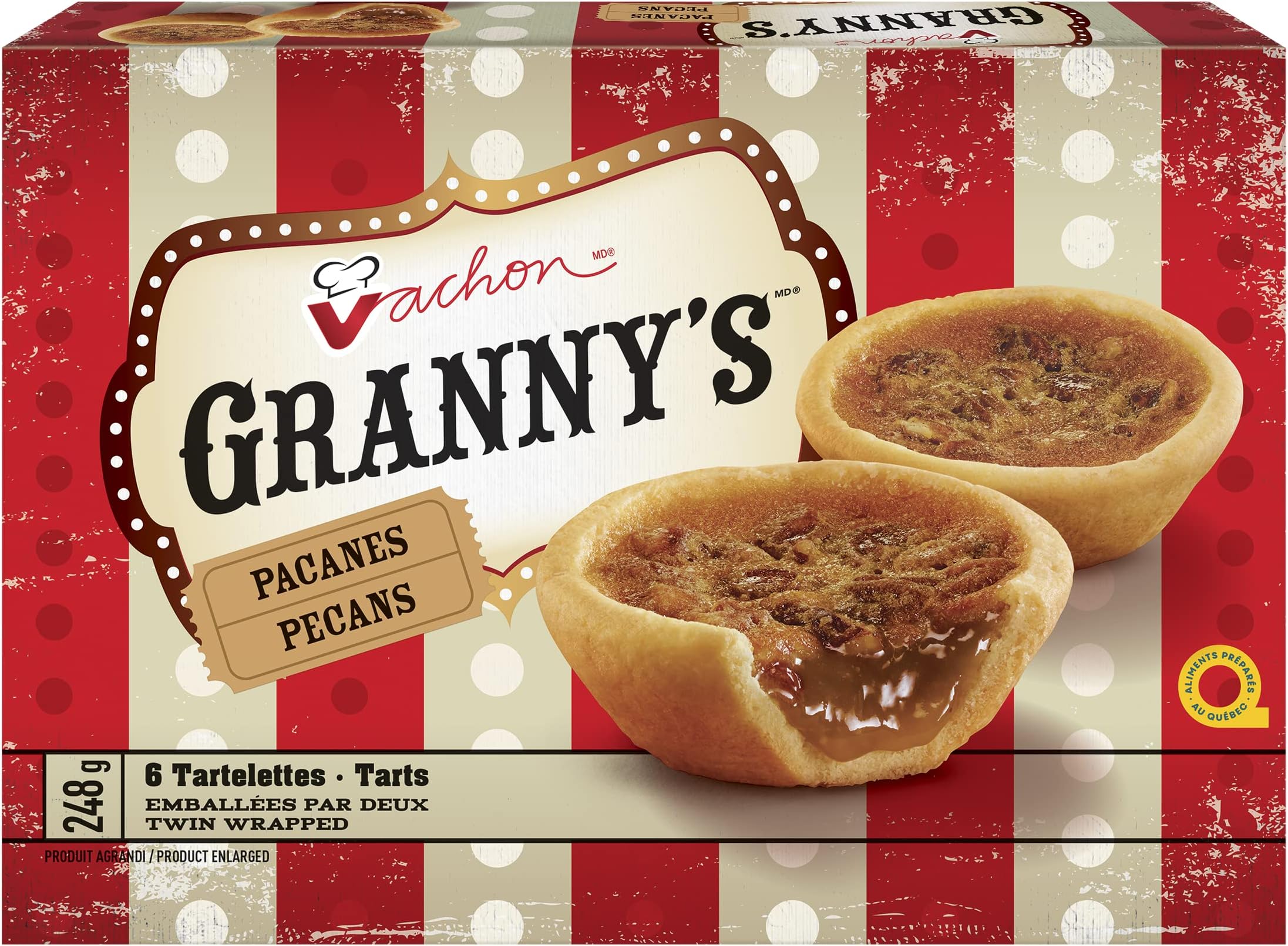 6-vachon Granny's Pecans Tarts ,248g 8.7oz, Made in Montreal Quebec Canada
