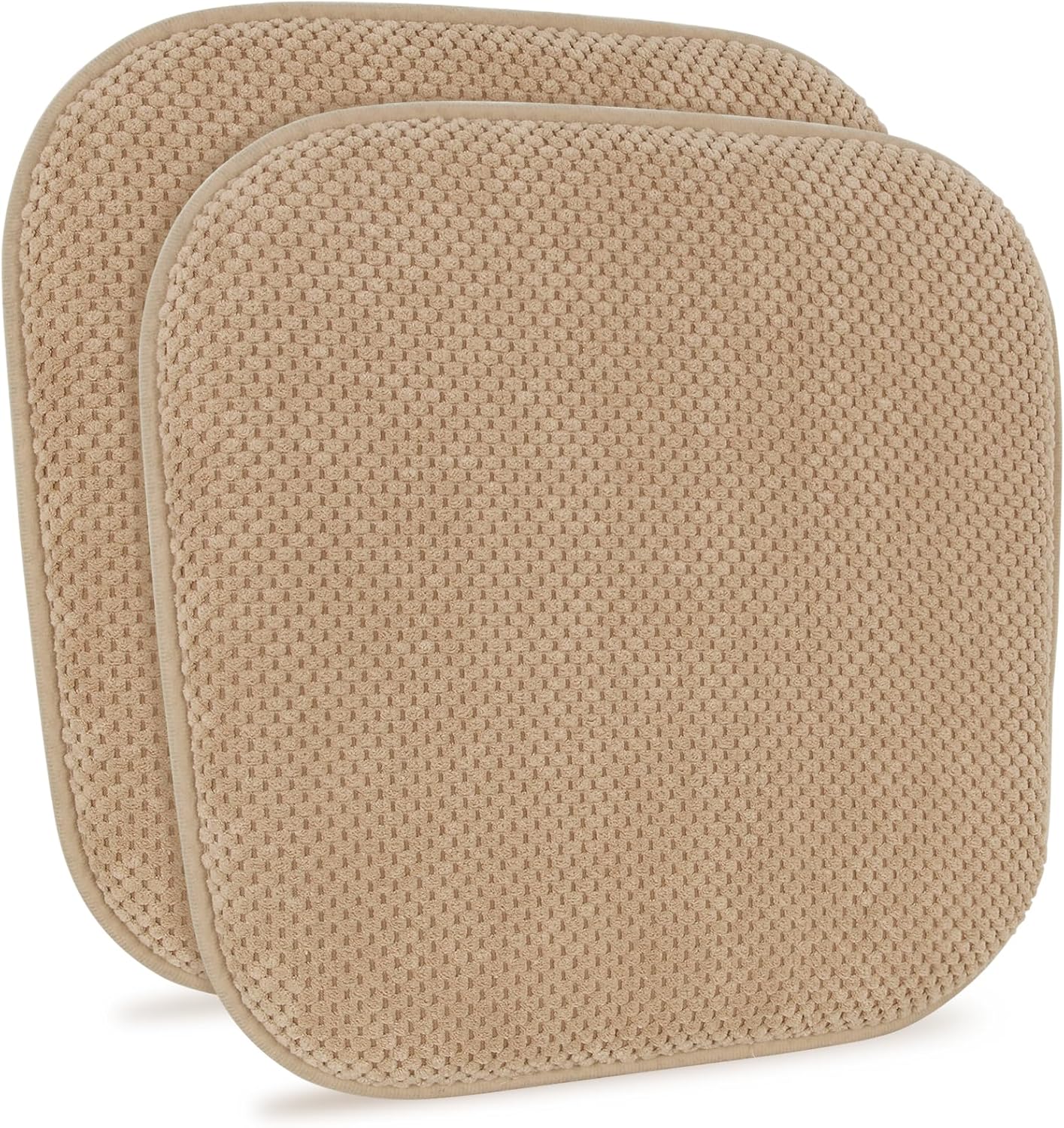 Khaki Kitchen Chairs Cushions Set of 2 Non Slip Foam Patio Seat Cushions Washable Soft Thick Pads Large Wooden Metal Dining Chair Cushions,17" x 15"