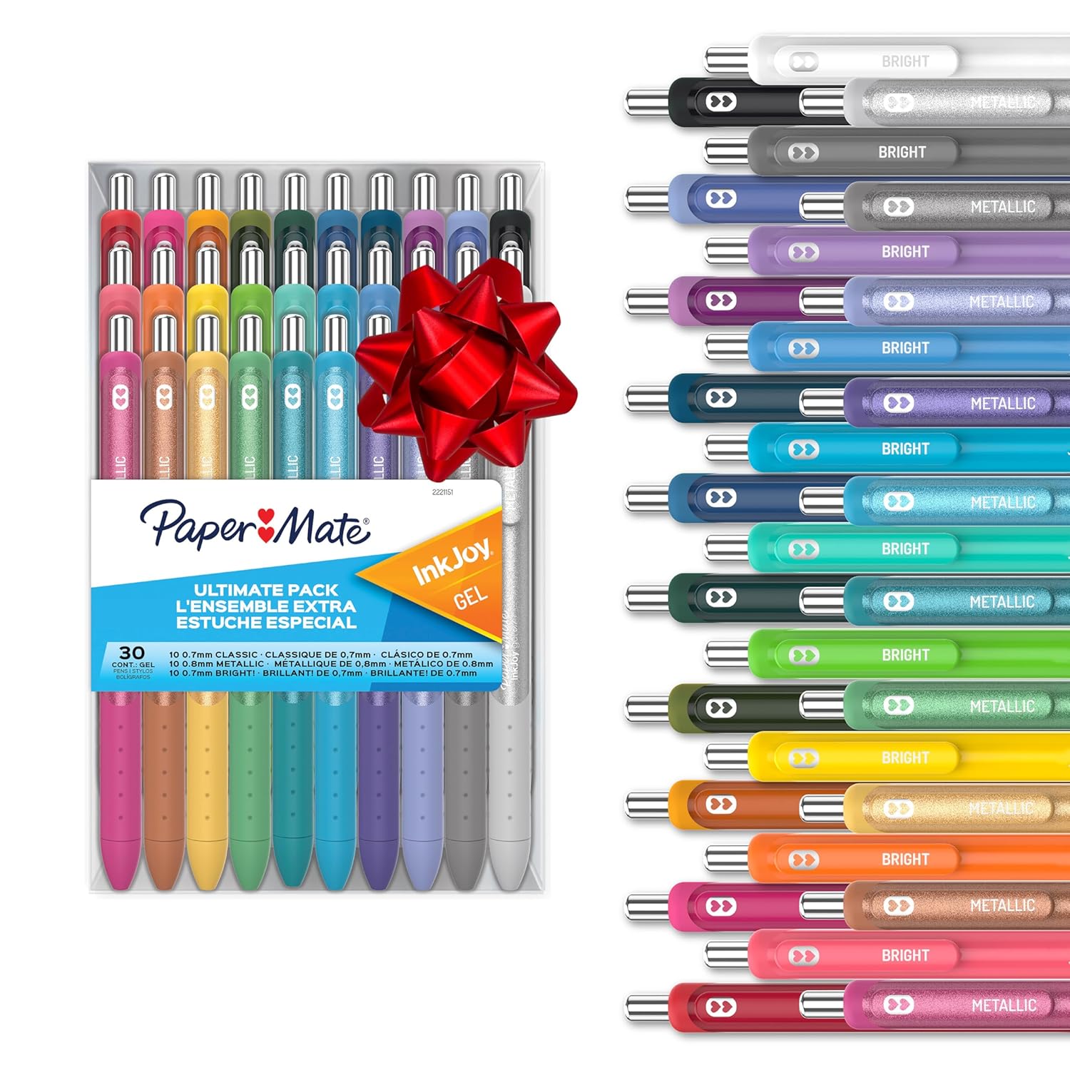 Paper Mate InkJoy Gel Pens Ultimate Pack, Retractable Pens, Featuring Classic, Bright!, and Metallic Pens, Assorted, 30 Count