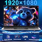Foto di bvate PC Portatile 14 Pollici Notebook, 8GB RAM 256GB SSD, Processore Celeron Fino a 2.8GHz, Win 11 con Mouse Wireless e Adesivi Tastiera Italiana - Argento