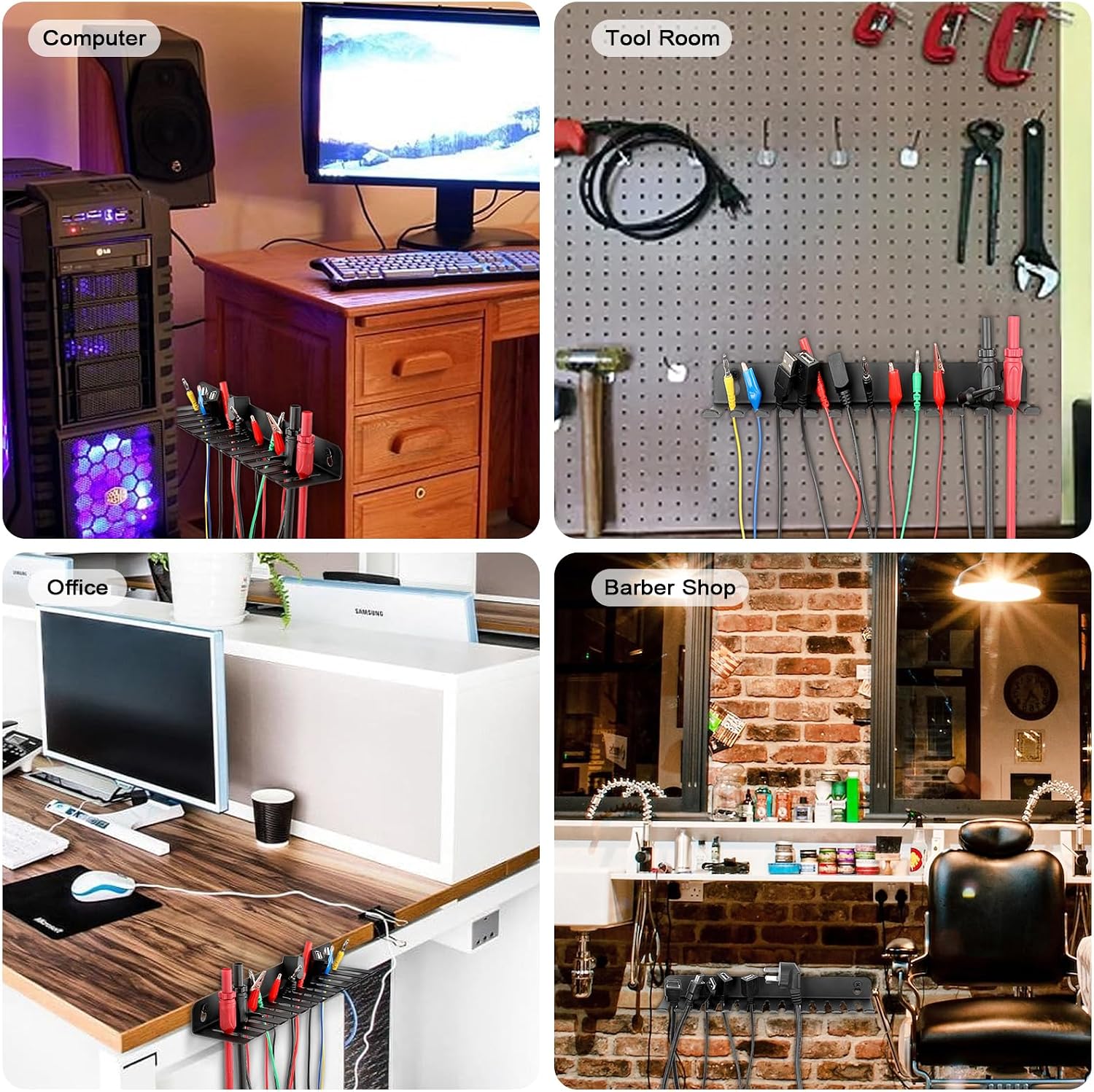 Sumnacon Wall Mounted Cable Hanger and Organizer, 13 Cable Slot Cable Hanger,Iron Cable Rack-Slots Width from 6 to 9mm for Cord Management,Black