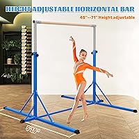 Vista 2 de Gymnastics Bar, 5'10 Base length 45" to 71" Adjustable Horizontal Bar for Serious Training, 500 LBS Capacity, Professional Home Gym Equipment with
