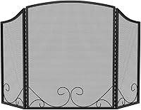 Vista 9 de Lizh Metalwork - Pantalla de chimenea de hierro forjado de 3 paneles, 48 pulgadas de largo x 29 pulgadas de alto, protector de chispas con diseño