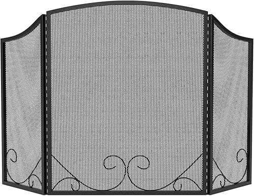 Miniatura 9 de Lizh Metalwork - Pantalla de chimenea de hierro forjado de 3 paneles, 48 pulgadas de largo x 29 pulgadas de alto, protector de chispas con diseño de