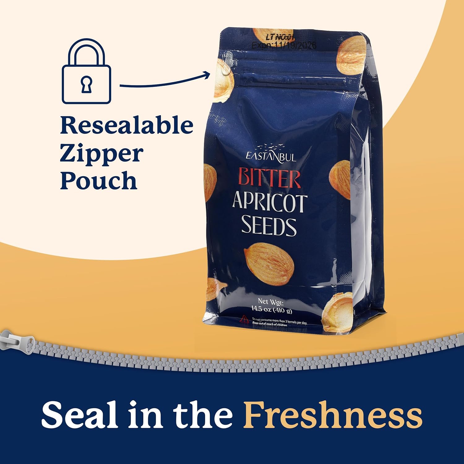 Eastanbul Apricot Seeds, 14.5oz, Apricot Kernels, Raw & Bitter Seeds, 100% Natural Farm Fresh Premium Bitter Kernels, Almondy from Turkey, Vegan, Gluten Free, Non GMO - Image 5