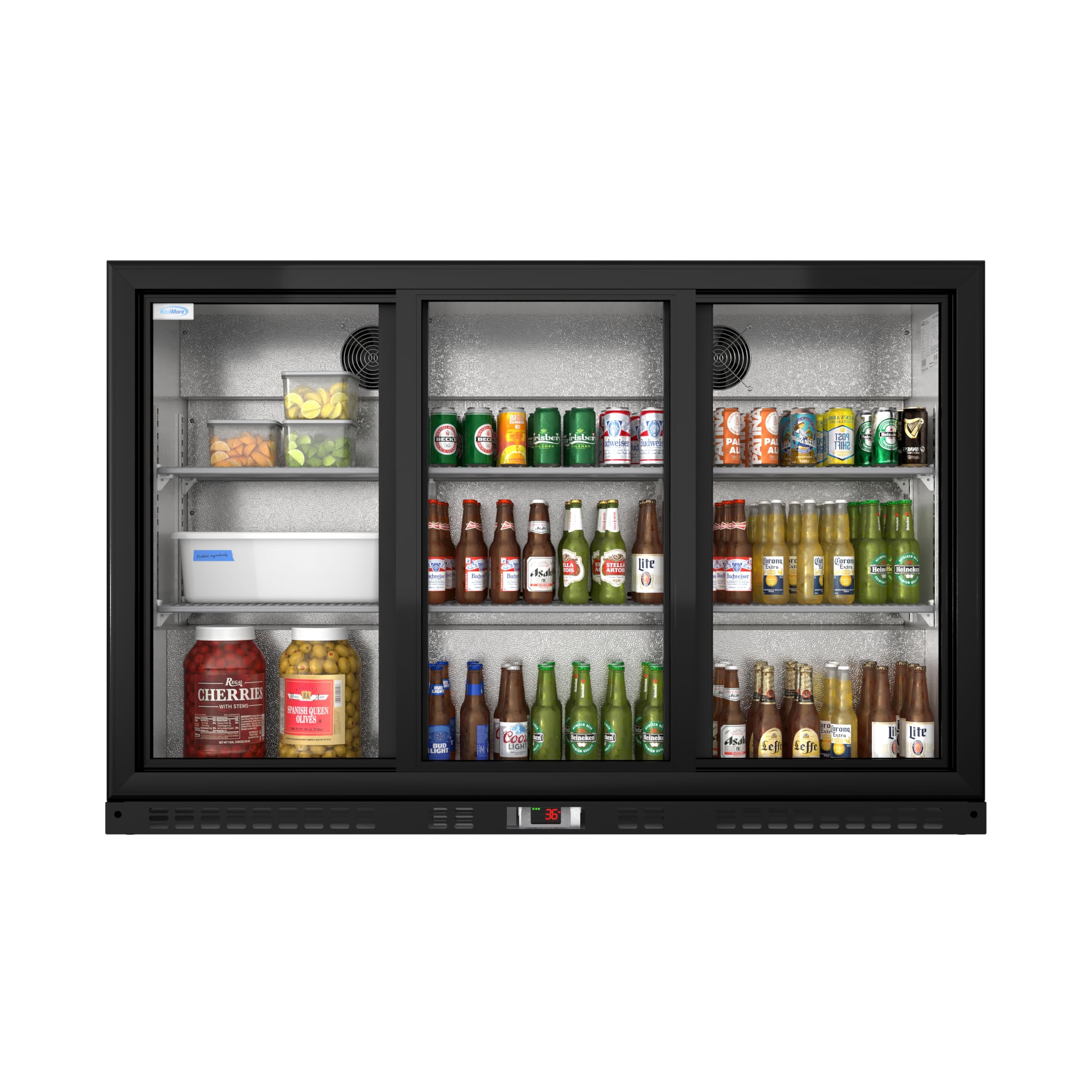 KoolMore BC-3DSL-BK Commercial-refrigerators, Triple Sliding Door, Black