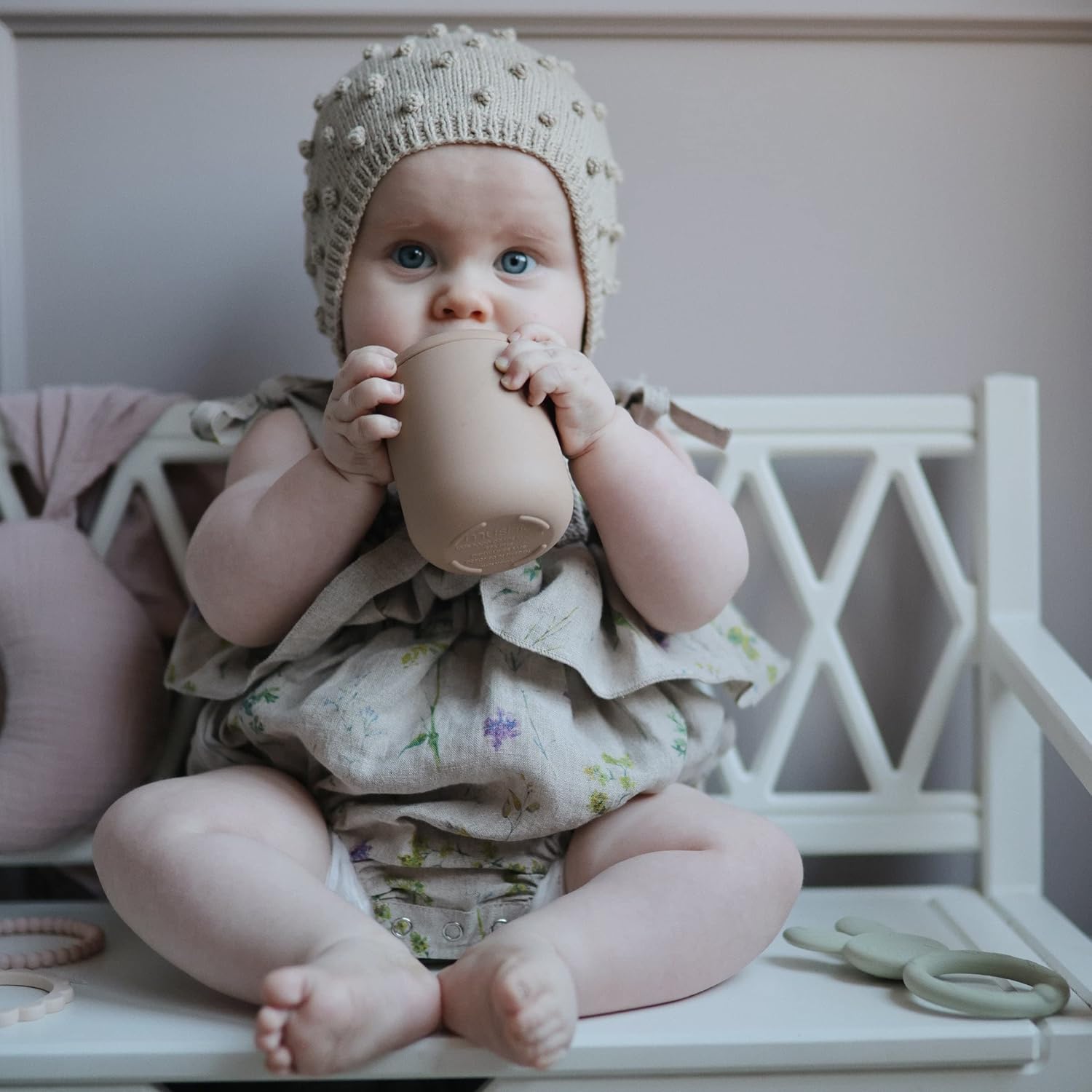 mushie 100% Silicone Baby Sippy Cup | 6 Months+ (Natural)