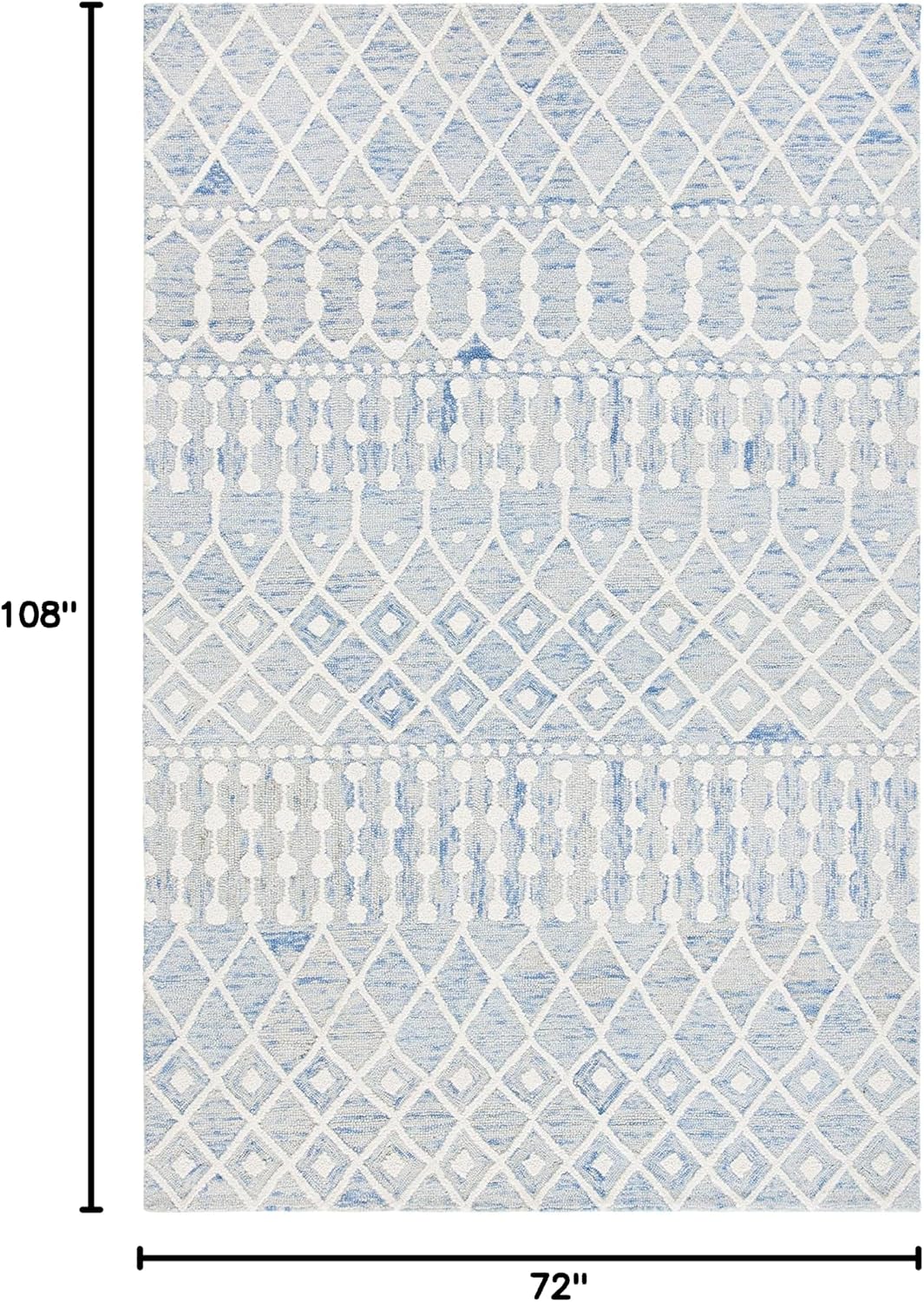 Blue and Ivory 6' x 9' Hand Tufted Wool Floral Area Rug
